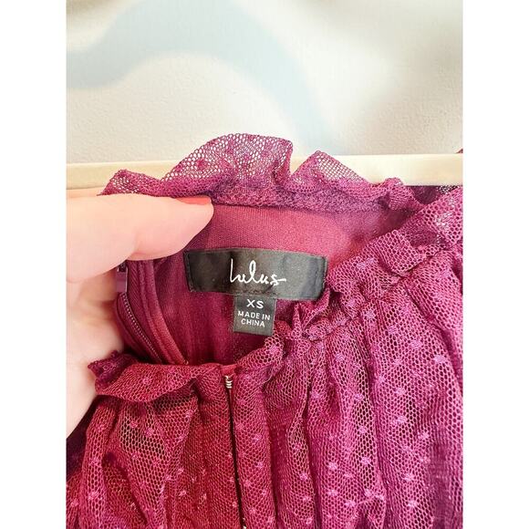 Lulu's Burgundy tulle dress midi length size XS - Picture 11 of 14